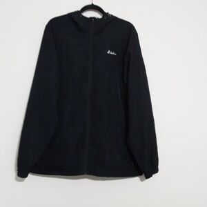 Clothin Black Zip-Up Hoodie Jacket Rain Windbreaker Black XL Hiking Outdoors